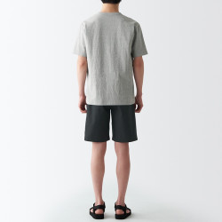 無印良品 MUJI 男式 棉水洗府绸 短裤休闲短裤男款夏季纯棉全棉AED14A2S 黑色