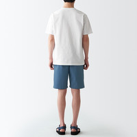 無印良品 MUJI 男式 棉水洗府绸 短裤休闲短裤男款夏季纯棉全棉AED14A2S 烟熏蓝色 M