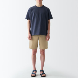 無印良品 MUJI 男式 棉水洗府绸 短裤休闲短裤男款夏季纯棉全棉AED14A2S 米色