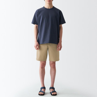 無印良品 MUJI 男式 棉水洗府绸 短裤休闲短裤男款夏季纯棉全棉AED14A2S 米色