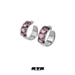KVK 桃花系列耳钉 环形耳环-粉锆石 V11652033
