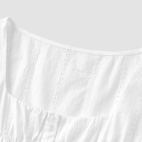 森马（Semir）短袖衬衫女方领泡泡袖2025夏修身纯棉绣花衬衣 漂白10007 3XL