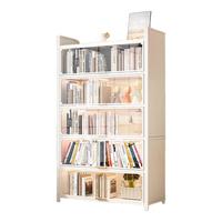 妍苒钢制书柜带门家用客厅书房书架防尘落地多层铁艺置物架收纳储物柜 珍珠白 二门3层 宽60*深42*高80cm 白色