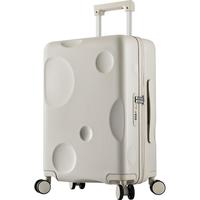 卡拉羊拉杆箱24英寸时尚芝士箱男女潮流旅行箱防刮花返乡行李箱 燕麦灰丨6cm超大越障飞机轮 24英寸