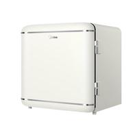 美的（Midea）单门小冰箱 小型家用客厅办公室复古冷藏冷冻一体电冰箱 美妆小型迷你节能冰箱 【颜值精品46升】单门复古小冰箱奶酪小方