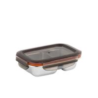 cuitisan酷艺师韩国可微波炉食品级304不锈钢分隔饭盒抗菌700ml 2分格  700ml