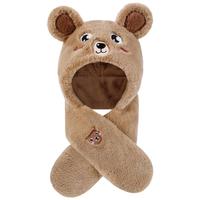 柠檬宝宝 LK2210031 儿童卡通毛绒一体帽 自然棕小熊 52cm