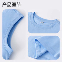 小猪班纳男童夏季套装2025纯棉青少年透气运动背心潮儿童宽松休闲短裤 【纯棉】蓝+灰/X小鲨鱼K 120 (体重38-46)