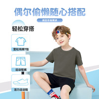 班纳班纳童装男童短袖纯棉T恤夏季2025男孩短裤男大童裤子儿童套装 N机甲黑+N机甲K黑 140