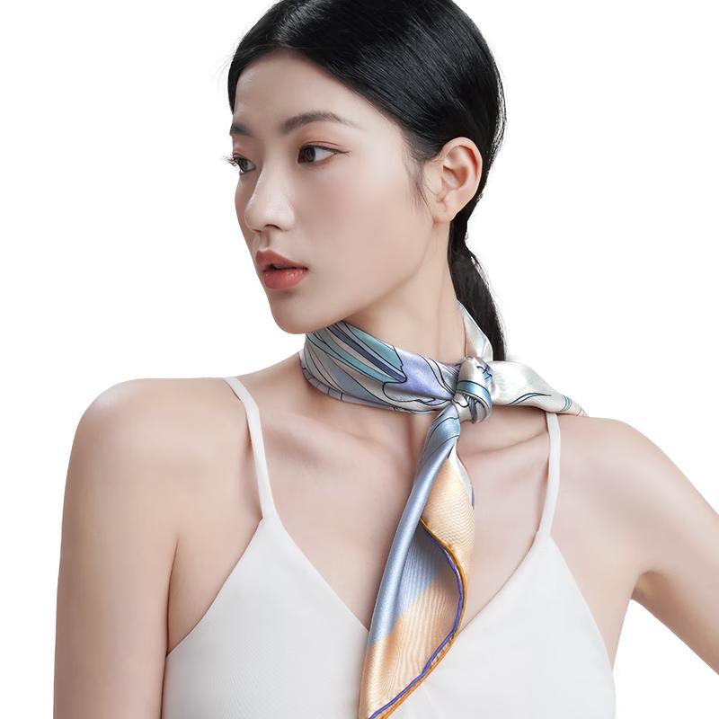 绣娘丝绸100%桑蚕丝真丝丝巾礼盒女士方巾女生 鸢来有你-淡紫