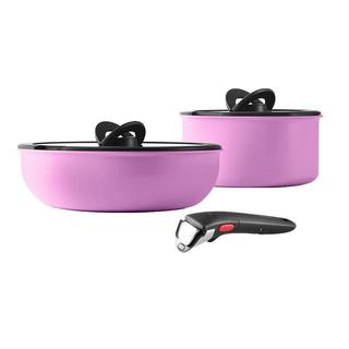 特福（Tefal）锅具套装烹饪锅煎炒锅奶锅可拆卸手柄不粘锅百变套锅五件套香芋紫 百变锅5件套-香芋紫