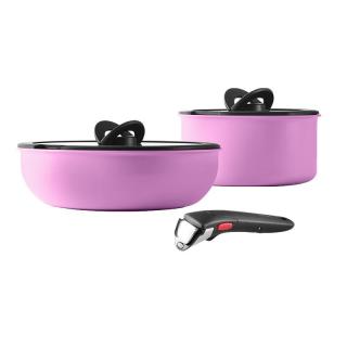 特福（Tefal）锅具套装烹饪锅煎炒锅奶锅可拆卸手柄不粘锅百变套锅五件套香芋紫 百变锅5件套-香芋紫