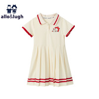 allo&lugh【美术馆】阿路和如夏25年女童甜美网球运动桑蚕丝连衣裙透气好穿 乳白色 120
