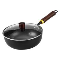 京严选小铁锅一人食炒锅日式迷你无涂层炒菜不粘锅平底辅食锅电磁炉燃气 【0涂层｜带锅盖】适合1-2人 20cm 锤纹锻打｜双倍防锈｜不挑灶具