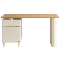 全友家居原木风书桌带抽屉家用学习办公收纳桌卧室化妆桌椅组合600652 【原木色+奶白】书桌|不含书椅