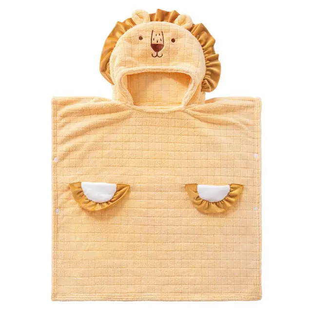 贝肽斯儿童浴巾新生婴幼儿宝宝斗篷浴袍可穿式带帽吸水速干不掉毛 菲利斯恐龙70*75cm