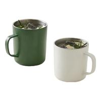 MUJI 無印良品 无印良品（MUJI）不锈钢双层马克杯 大容量男女办公水杯茶杯咖啡杯 绿色 380ml