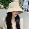 宾屏 防晒帽女新款防晒渔夫帽可爱户外夏季帽子韩版小香风uv遮阳帽 米色