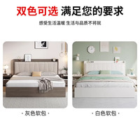 苏广【闪发】实木床双人床软包主卧床简约单人床出租屋床 白色单床 1.2*2米