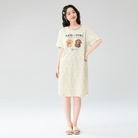 芬腾可安可安睡裙女可爱甜美纯棉透气女士家居服睡裙 灰色-款式2 M