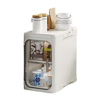 百易特夹缝收纳柜免安装卫生间置物柜浴室边柜冰箱洗衣机缝隙落地储物柜 折叠夹缝柜-奶白+茶透【5层】