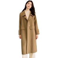 初申冬季毛呢大衣女插肩袖设计气质长款羊毛双面呢大衣外套S144G1002 M