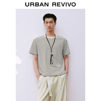 URBAN REVIVO 撞色条纹 男士短袖T恤