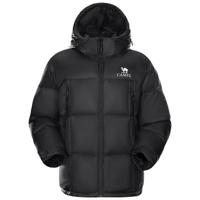 骆驼（CAMEL）【白鹿同款|拒水绒】户外羽绒服24冬3A抗菌男女款面包服 幻影黑，男女同款 S