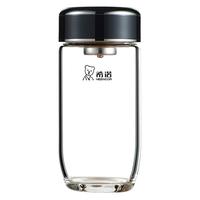 希诺单层玻璃杯男抗菌商务办公泡茶杯子过滤车载水杯XN-9010 430mL 430mL 紫罗兰【升级抗菌款】