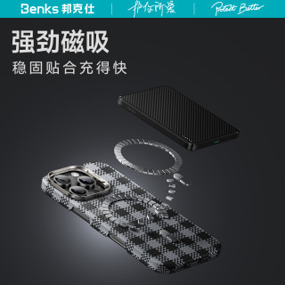 【维格系列】Benks适用iPhone16Promax凯芙拉磁吸手机壳苹果15pro超薄防摔凯夫拉浮织保护套碳纤维高级pm 维格-红