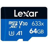 雷克沙 64GB TF（MicroSD）存储卡 C10 U3 V30 A1 高速内存卡 读速100MB/s 持久稳定（633x）