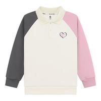 左西女童卫衣春秋款2025儿童爱心Polo衫女孩粉色上衣春 白色 160