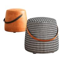 SHICY 实采 新品家用凳子小板凳沙发凳子卧室圆凳网红现代简约客厅茶几创意换鞋凳 千鸟格布艺