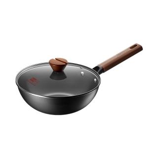 中康 大肚锅铁锅深氮无涂层已开锅小铁锅燃气明火通用24cm 24cm单锅+锅盖（1~2人食） 24cm