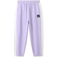 安奈儿童装女大童立领外套套装秋撞色拼接运动风上衣两件套 石楠紫 110cm