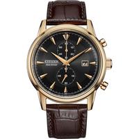 CITIZEN 西铁城 光动能腕表系列 CA7008-11E 男士光动能手表 43mm 黑盘 棕色小牛皮表带 圆形