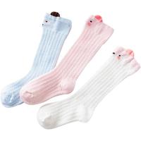 Kissbaby Miracle婴儿袜子夏季宝宝长筒袜棉质男女童卡通过膝儿童松口袜子 狐狸+兔子+小猫(3双装) S码 0-1岁宝宝使用