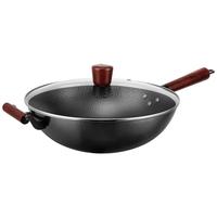 苏泊尔（SUPOR）铁锅精铁真不锈炒锅无涂层家用炒菜锅爆炒锅锤纹物理防粘明火 适合3-5人使用  【有副把手】 34cm