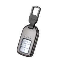 迪加伦 全包金属 本田钥匙套十代思域雅阁新CRV冠道UR-V英诗派皓影飞度汽车钥匙包 太空灰+真皮钥匙挂扣