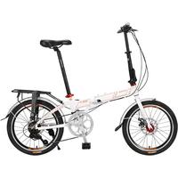 BATTLE 邦德富士达 折叠自行车男女士20寸铝合金禧玛诺7级变速碟刹超轻迷你单车 橙白色 20英寸