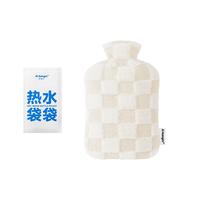 热水袋注水暖水袋暖肚子暖脚暖被窝防爆加厚高颜值保暖1L米色 【米色布套】+【1L透明热水袋】
