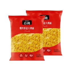 公鸡 传统意面螺旋形意大利面通心粉低脂进口500g*2袋西餐