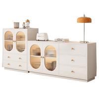 梦依旧奶油风餐边柜法式简约碗柜茶水柜家用客厅收纳柜子靠墙储物柜 D款柜1.2m