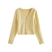 范思蓝恩简约纯色毛衣马甲开衫两件套2024秋冬宽松百搭V领上衣女 月光白（开衫） L