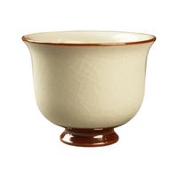 真迹高档汝窑开片品茗杯陶瓷主人杯家用个人单杯茶盏茶杯功夫茶具配件 汝窑大碗杯-米黄 200ml