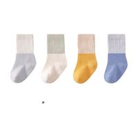 贝肽斯婴儿袜子春秋款男童女童宝宝防滑儿童高弹不勒中筒脚套4双装 S码 【S码】脚长9-11cm( 6-12个月)