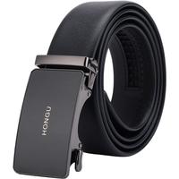 红谷(HONGU)男士皮带2023时尚皮带男头层牛皮男自动扣皮带 漆黑 115