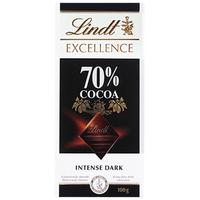 Lindt 瑞士莲 卓越系列70% 可可巧克力100g 休闲零食 女友圣诞