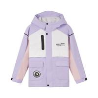 探路者（TOREAD） 儿童冲锋衣男女中大童装秋冬加厚外套 风铃紫本白樱花粉 140