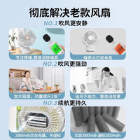 艾美特电风扇超静音家用挂璧扇2025台式大风力厨房卫生间 【直插款白】2档节能调风